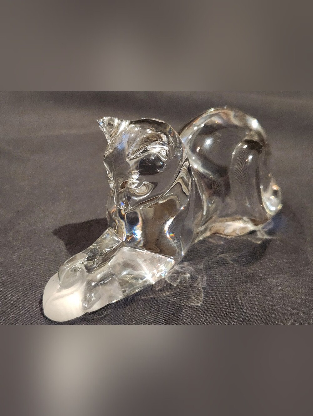 Lenox Full Lead Crystal Cat & Yarn Ball Playtime Marked Paperweight Shelf Sitter